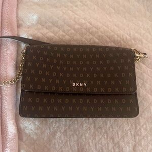 DKNY Monogrammed Brown Crossbody Bag